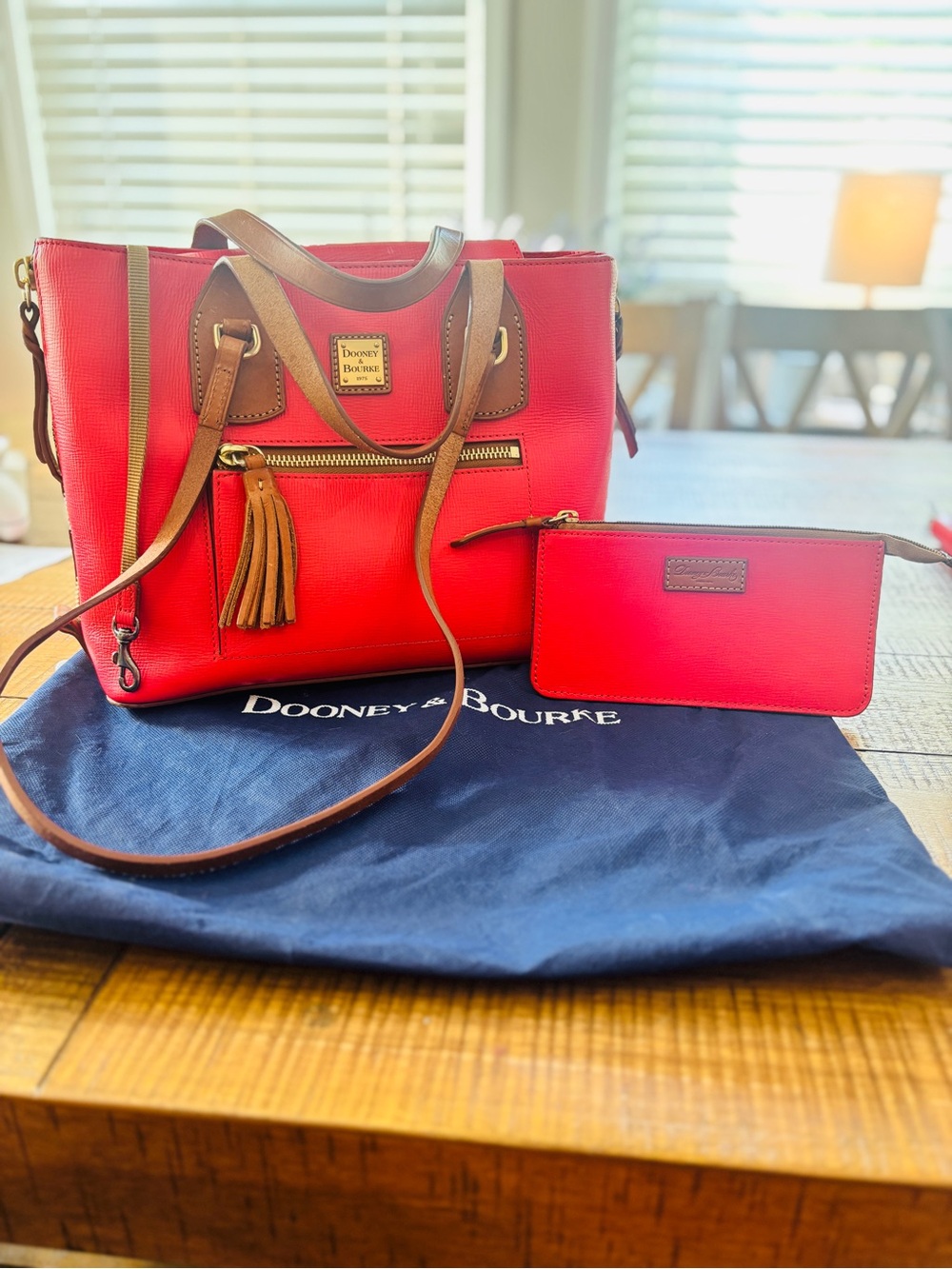 Dooney & Bourke Saffiano Leather Morgan Satchel and Pouch set